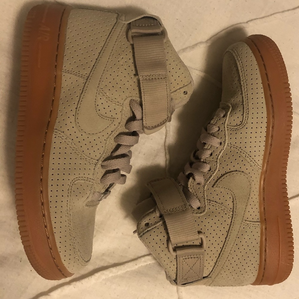 Tan Nike High Top Air Force 1s